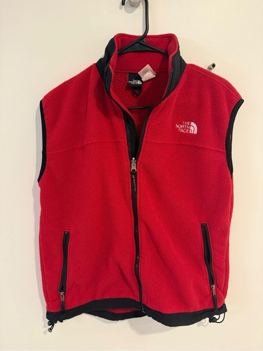 The North Face Red Fleece Vest with Black Trim